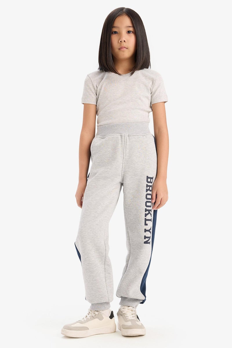 DeFacto Grey Girl Girl Printed Thick Jogger Sweatpants Casual - Image 1